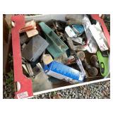Box with Misc items. Including Pulleys, Gouge Jig,