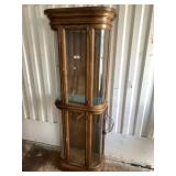 Wooden Display Case with Curved Glass, 74 inches t