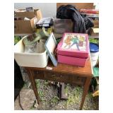 Lot of three, Sewing machine table with no machine