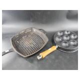 Two vintage cast iron pans