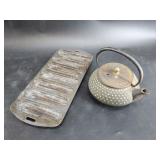 Vintage cast iron tea pot and corn bread mold