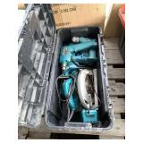Plastic Toolbox full of Makita Power Tools, Includ