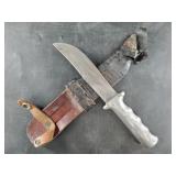 WWII Theater knife with a cast grooved aluminum ha