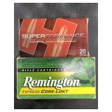 Two 20 round boxes of  6mm Remington 95 and 100 gr