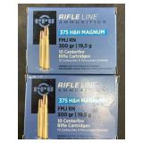 Two 10 round boxes of  .375 H&H Magnum 300 grain N