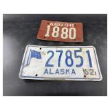 Lot of 2 old Alaska License plate, Cardboard 1946,