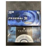Two 20 round boxes of  243 WIN  80 and 100 grain N