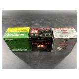 3 Boxes of mixed 20 ga: two are partially filled N
