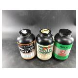 Three 1 pound tubs of assorted gun powder NO SHIPP