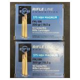 Two 10 round boxes of  .375 H&H Magnum 300 grain N