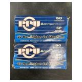 Two 50 round boxes of .22 Remington JET 45 grain N