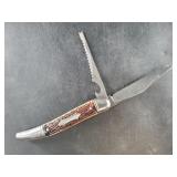 Colonial fish knife with fish scaler and blade in