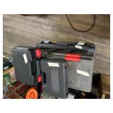 Lot with plastic gun cases, tool box with tools, s