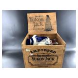 Yukon Jack wood crate with assorted accessories NO
