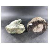 4 Stone specimens, 2 are a pair of bookends