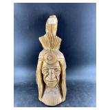 Wood bust of a Native American Chieftain 17"