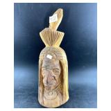 Wood bust of a Native American Chieftain 15"