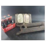 Lot with part of a cast iron radiator, a piece of