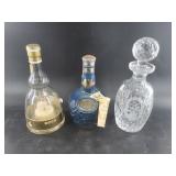3 Assorted whiskey crocks and decanters