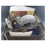 Large box lot with assorted silver-plate flatware,