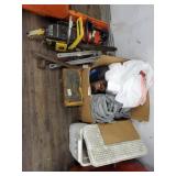 lot including ammo box,pipe wrenches,clothes,etc