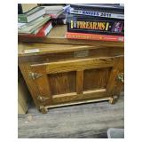 Lot with woodencabinet, gun books,art, etc