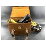 Vintage camera set with Polaroid camera, lens, an