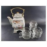 Beautiful porcelain teapot with unique square shap