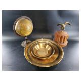 Assorted items: vintage globe, Federal eagle booke