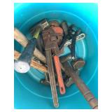 Tub with jumper cables, tool belts and more