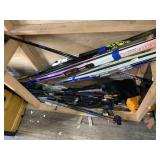Large lot of ski equipment: several sets of skis a