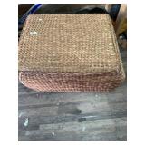 Woven natural fiber ottoman with interior storage,