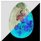 Hand-Painted UV Fenton Floral Glass Egg