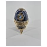 Blue Enamel Jeweled Egg Pendant