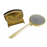 Ornate Brass-Tone Magnifying Glass & Stand