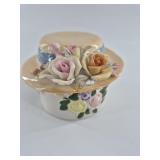 Floral Ceramic Trinket Box with Glass Marbles