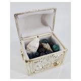 Ornate Hinged Trinket Chest with Shells & Stones