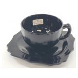 Black Pressed Glass Cup & Saucer Set