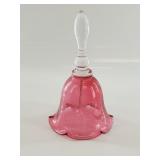 Pink Fenton Glass Bell with Clear Finial