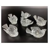 6 Clear Glass Bird-Form Salt Cellars