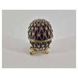 Jeweled Purple Enamel Egg Trinket Box