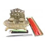 Ornate Desk Set w/ Sheaffer & Sealing Wax