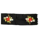 Embroidered Floral Textile Panel with Fringe