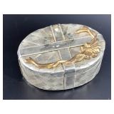 Silver-Tone Oval Trinket Box w/ Velvet Lining