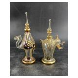 Pair Ornate Glass Animal Scent Bottles