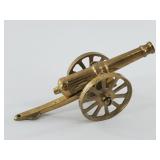 Brass Miniature Cannon with Wheeled Carriage