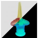 Opalescent Fenton Uranium Glass Basket with Ruffle