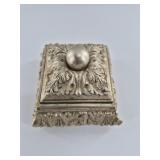 Ornate Acanthus Relief Velvet-Lined Trinket Box