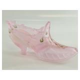 Fenton Hand-Painted Pink Glass Shoe by S. Burns