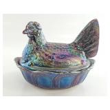 Fenton Iridescent Carnival Glass Hen-on-Nest